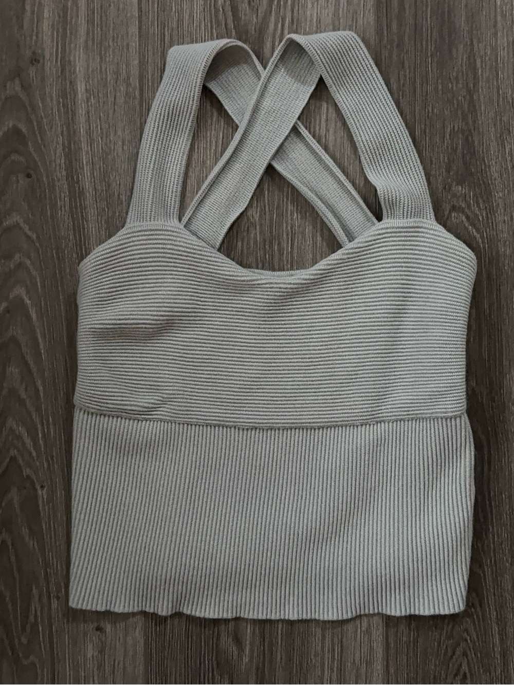 Abercrombie & Fitch Light Grey Ribbed Knit Cropped Tank Top Size Medium